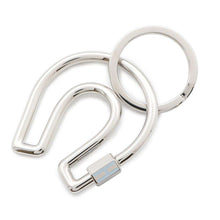 Load image into Gallery viewer, HERMES Key Ring Fair a Cheval Silver/Blue Run Metal
