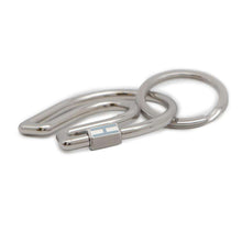 Load image into Gallery viewer, HERMES Key Ring Fair a Cheval Silver/Blue Run Metal
