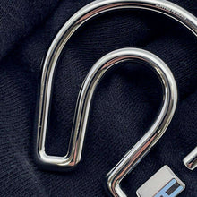 Load image into Gallery viewer, HERMES Key Ring Fair a Cheval Silver/Blue Run Metal
