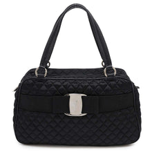 Load image into Gallery viewer, Ferragamo Vara Ribbon Quilted Handbag BlackGG-21D919 Nylon
