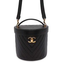 Load image into Gallery viewer, CHANEL Chevron 2way vanity Black Caviar Leather
