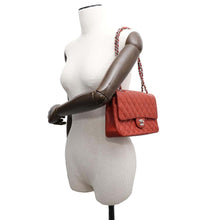 Load image into Gallery viewer, CHANEL Matelasse W Chain W Flap Shoulder Bag RedA01112 Caviar Leather Size 25
