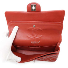 Load image into Gallery viewer, CHANEL Matelasse W Chain W Flap Shoulder Bag RedA01112 Caviar Leather Size 25
