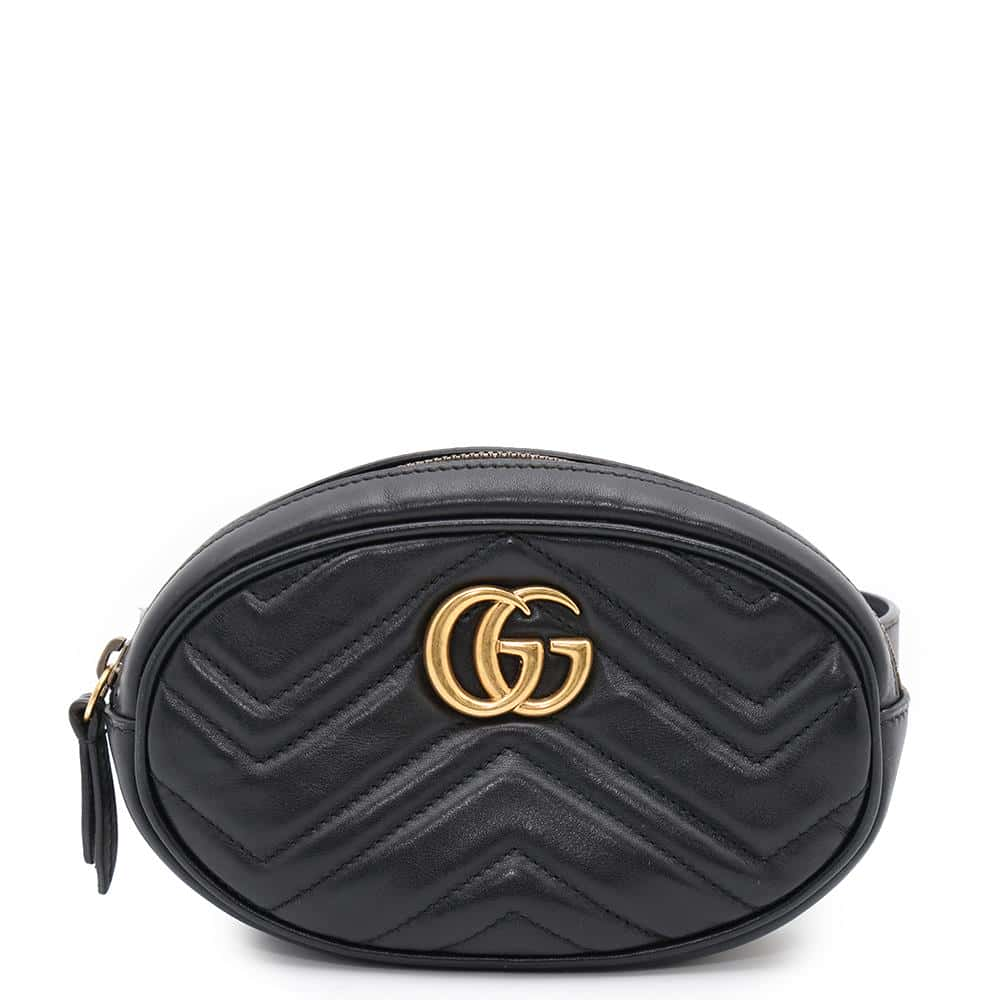 GUCCI GG Marmont Waist Bag Black476434 Leather