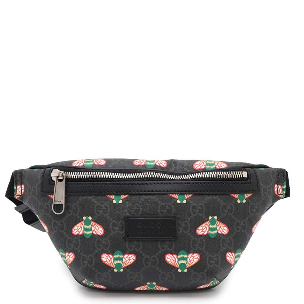 GUCCI GG Supreme Crossbody Bag in Bee Print Black675181 PVC