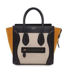 Load image into Gallery viewer, CELINE Luggage shopper Black/White/Yellow167793 Leather suede Size micro
