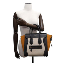 Load image into Gallery viewer, CELINE Luggage shopper Black/White/Yellow167793 Leather suede Size micro
