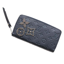 将图像加载到图库查看器中，LOUIS VUITTON Zippy Wallet Dark BlueM62069 Monogram Empreinte Leather/Studded
