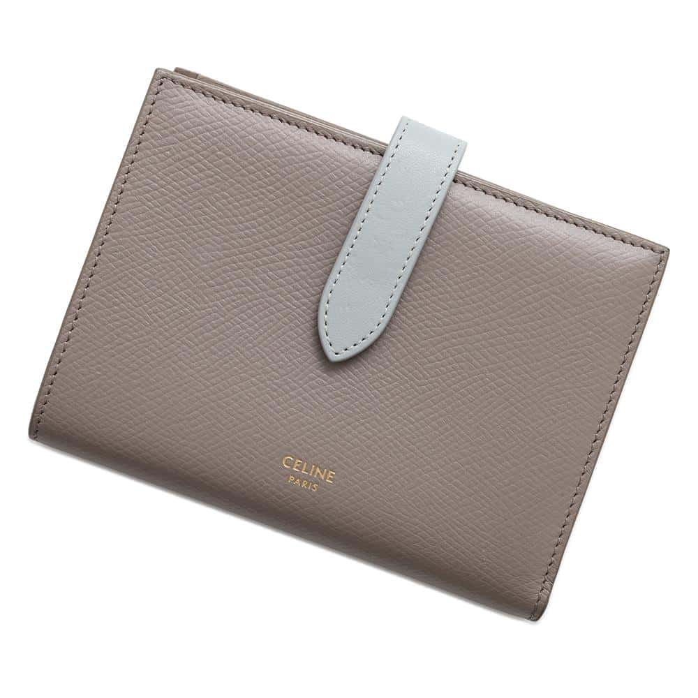 CELINE Strap wallet Gray/Light Blue10B643BRU Leather