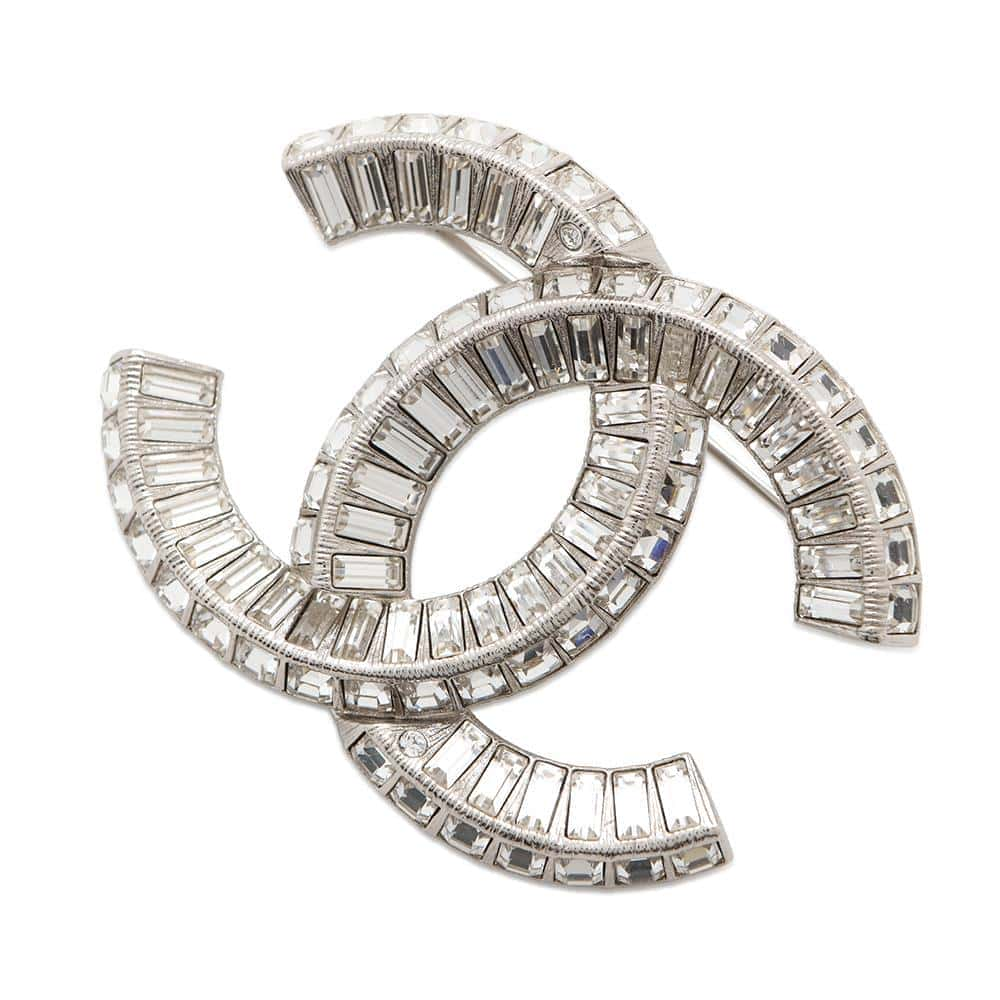 CHANEL CC Logo Brooch Rhinestone SilverA63085 Metal  Rhinestone