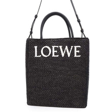 将图像加载到图库查看器中，LOEWE Standard A4 Tote Bag BlackA563R18X04 Raffia Leather Size Small
