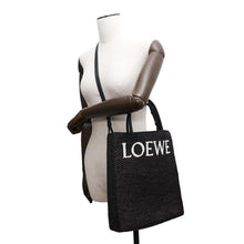 将图像加载到图库查看器中，LOEWE Standard A4 Tote Bag BlackA563R18X04 Raffia Leather Size Small
