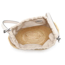 将图像加载到图库查看器中，LOEWE Drawstring bucket bag Natural/WhiteA223222X01 Raffia Leather
