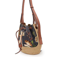 Load image into Gallery viewer, LOEWE Paula Ibiza balloon bag Navy/NaturalA710C31X03 Raffia Canvas Leather Size Small
