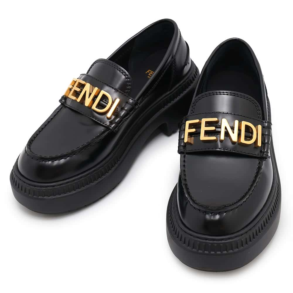 FENDI Graphy Loafers Black8D8383 Leather Size 36