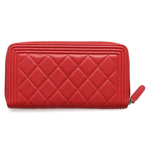 Load image into Gallery viewer, CHANEL Boy Chanel Round Zip Long Wallet RedA80288 Lambskin
