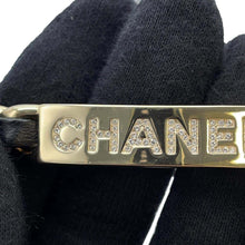 Load image into Gallery viewer, CHANEL RhinestoneWith logo hair clip Gold Gold Plated Leather
