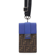 将图像加载到图库查看器中，FENDI Zucca Phone Holder Blue/Brown7AS120 Leather PVC Coated Canvas
