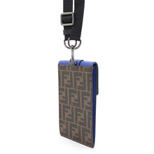 Load image into Gallery viewer, FENDI Zucca Phone Holder Blue/Brown7AS120 Leather PVC Coated Canvas
