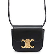 将图像加载到图库查看器中，CELINE Triomphe Mini Claude Shoulder Bag Black10I513DPV Shiny Calf Leather
