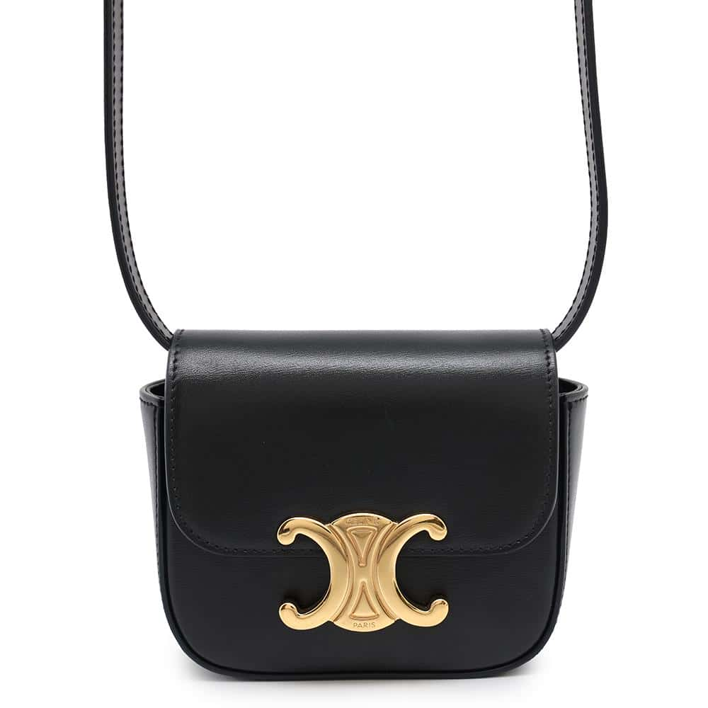 CELINE Triomphe Mini Claude Shoulder Bag Black10I513DPV Shiny Calf Leather