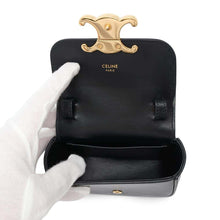 Load image into Gallery viewer, CELINE Triomphe Mini Claude Shoulder Bag Black10I513DPV Shiny Calf Leather
