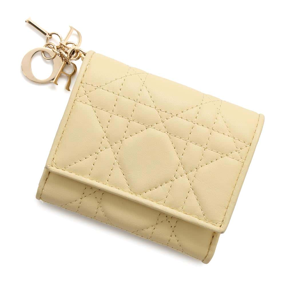 Dior cannage compact wallet YellowS0181ONMJ Leather