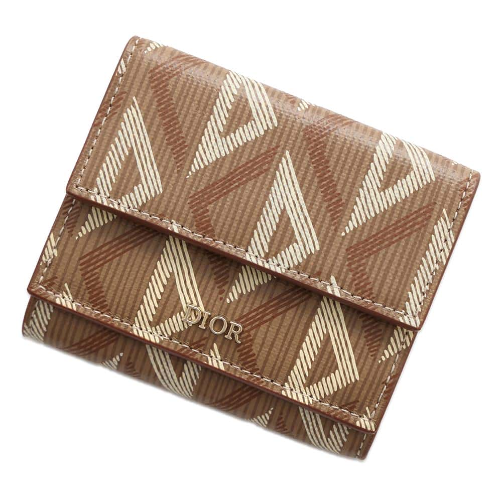 Dior CDDiamond Compact Wallet Brown2ESBC110DCO PVC Coated Canvas