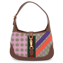 Load image into Gallery viewer, GUCCI Jackie 1961 Geometric Print Small Shoulder Bag Brown/Multicolor636706 GG SupremeCanvas Leather
