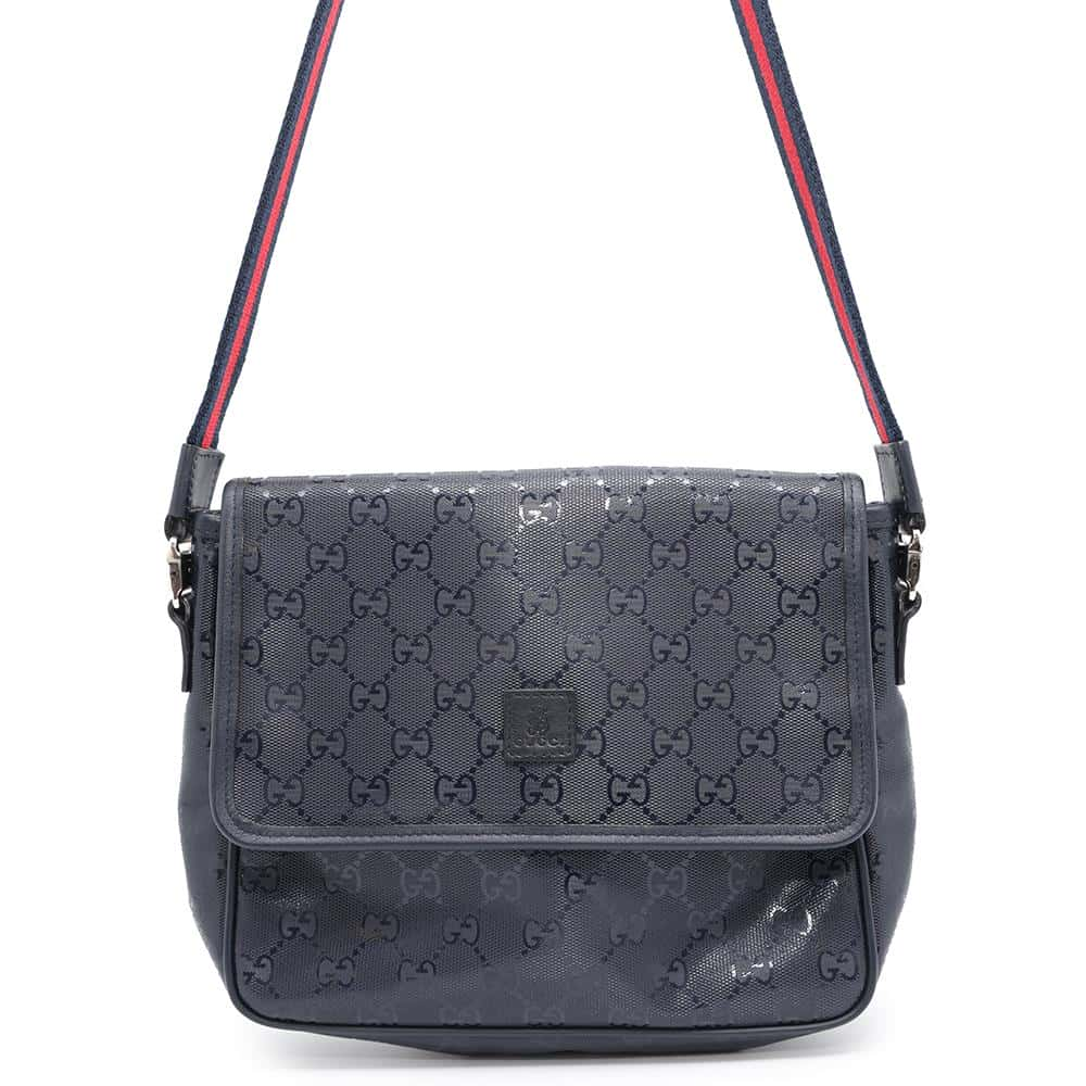 GUCCI Children's GG Imprime Messenger Bag Navy297559 PVC Coated Canvas Leather