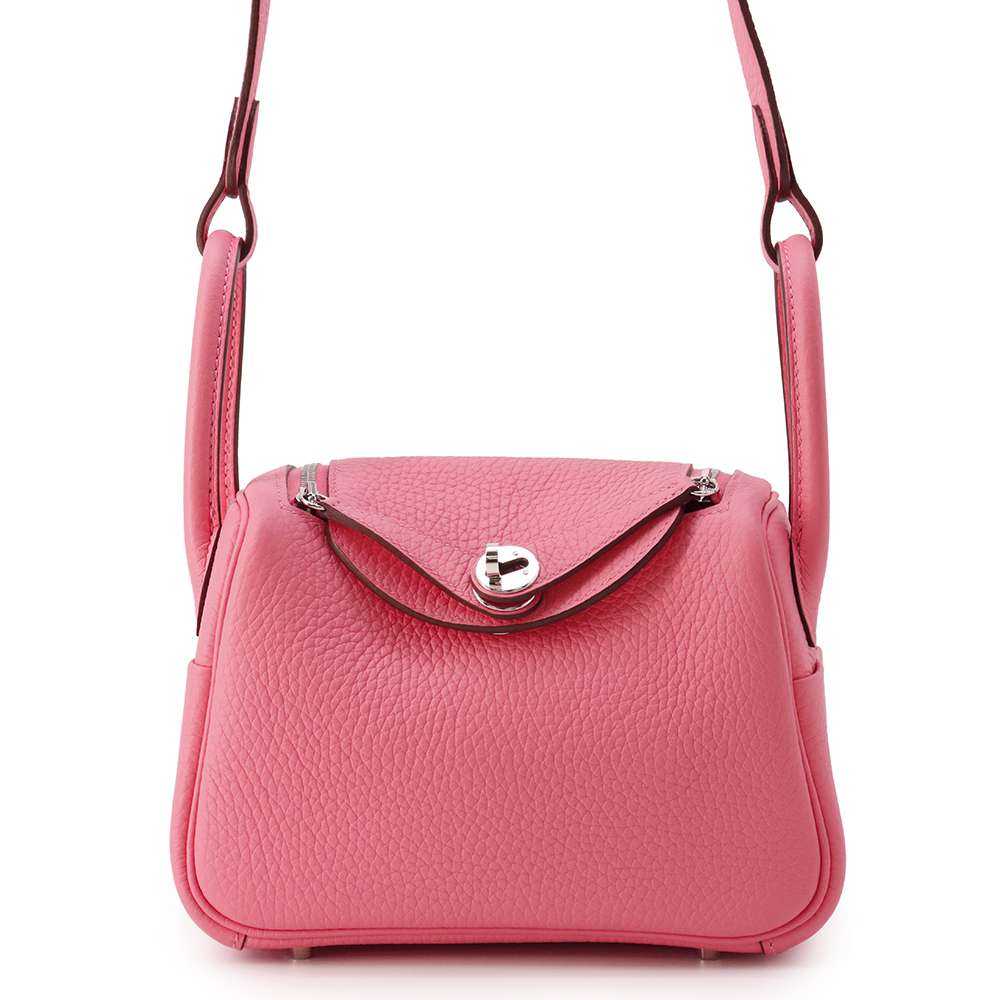 HERMES Lindy Rose Azalee Taurillon Clemence Size Mini