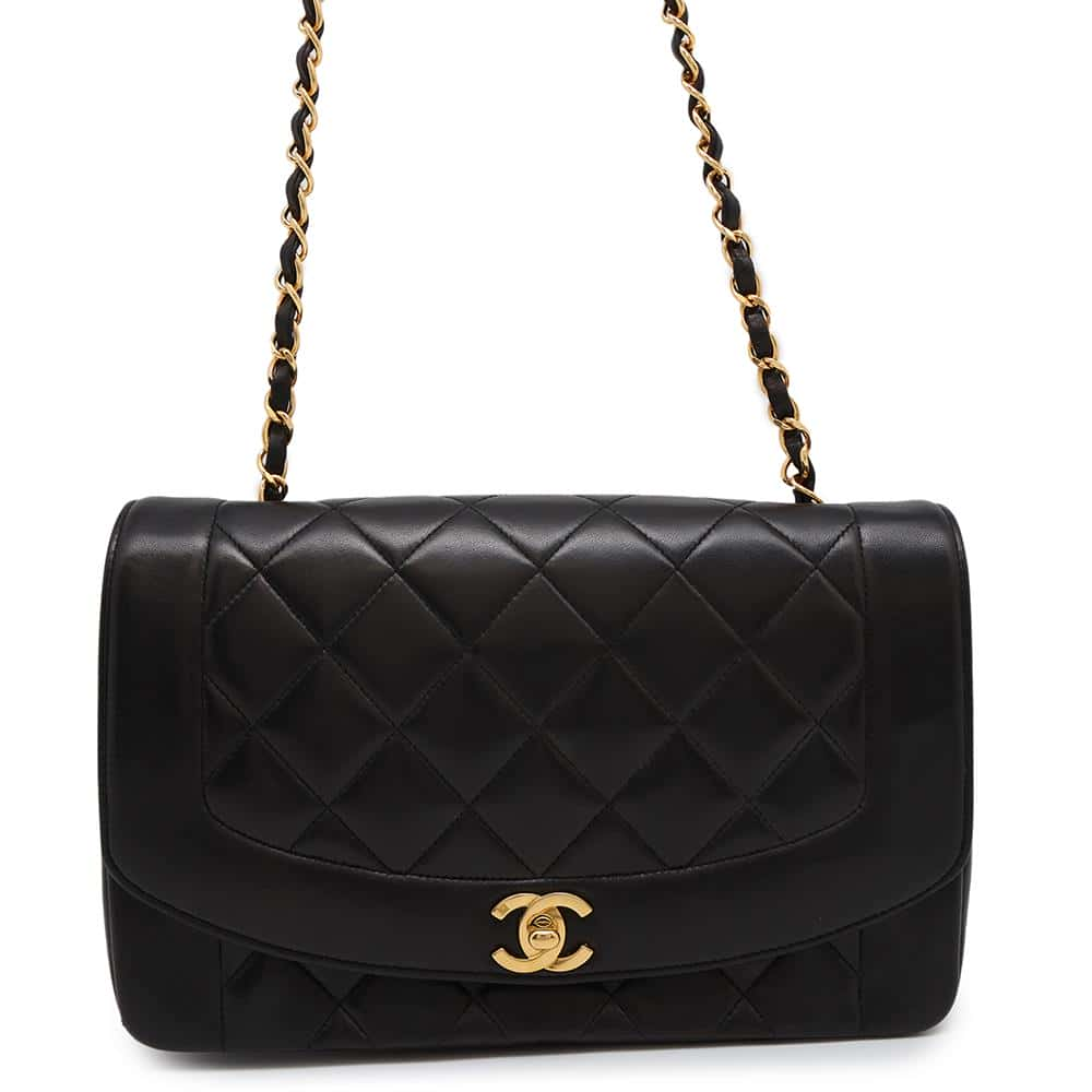 CHANEL Diana Matelasse ChainShoulder Bag BlackA01165 Lambskin