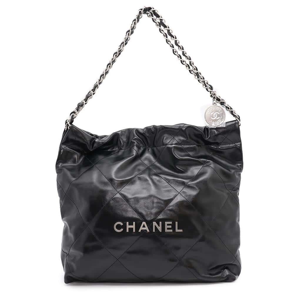 CHANEL CHANEL22 ChainShoulder Bag BlackAS3260 Shiny Calf Leather Size Small