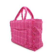 Load image into Gallery viewer, CHANEL Logo Zip Shopping Tote Bag PinkAS0977 Tweed Size Large
