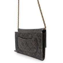 将图像加载到图库查看器中，CHANEL CC Logo Turnlock ChainShoulder Bag Silver/Black Leather
