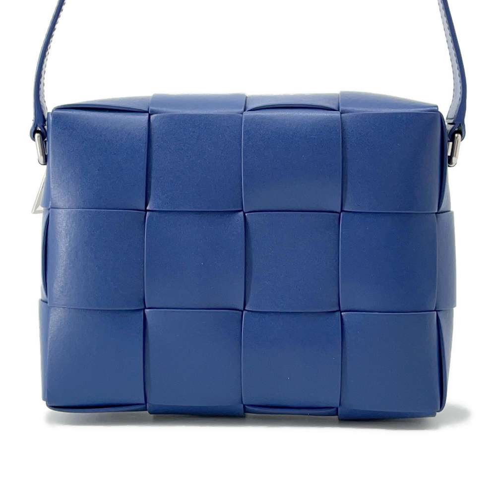 Bottega Veneta INTRECCIATO Cassette Shoulder Bag Blue Leather