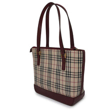 Load image into Gallery viewer, BURBERRY Nova Check Handbag Beige/Bordeaux Canvas Leather
