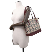 Load image into Gallery viewer, BURBERRY Nova Check Handbag Beige/Bordeaux Canvas Leather
