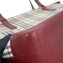 Load image into Gallery viewer, BURBERRY Nova Check Handbag Beige/Bordeaux Canvas Leather
