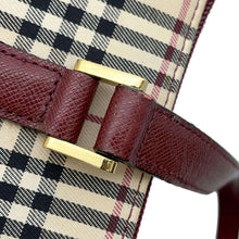 Load image into Gallery viewer, BURBERRY Nova Check Handbag Beige/Bordeaux Canvas Leather
