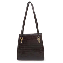 Load image into Gallery viewer, Ferragamo Gancini Shoulder Bag Brown21 7708 Embossed Leather
