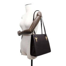 Load image into Gallery viewer, Ferragamo Gancini Shoulder Bag Brown21 7708 Embossed Leather
