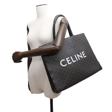 将图像加载到图库查看器中，CELINE Triomphe Horizontal Cabas Black197012 PVC Coated Canvas Leather
