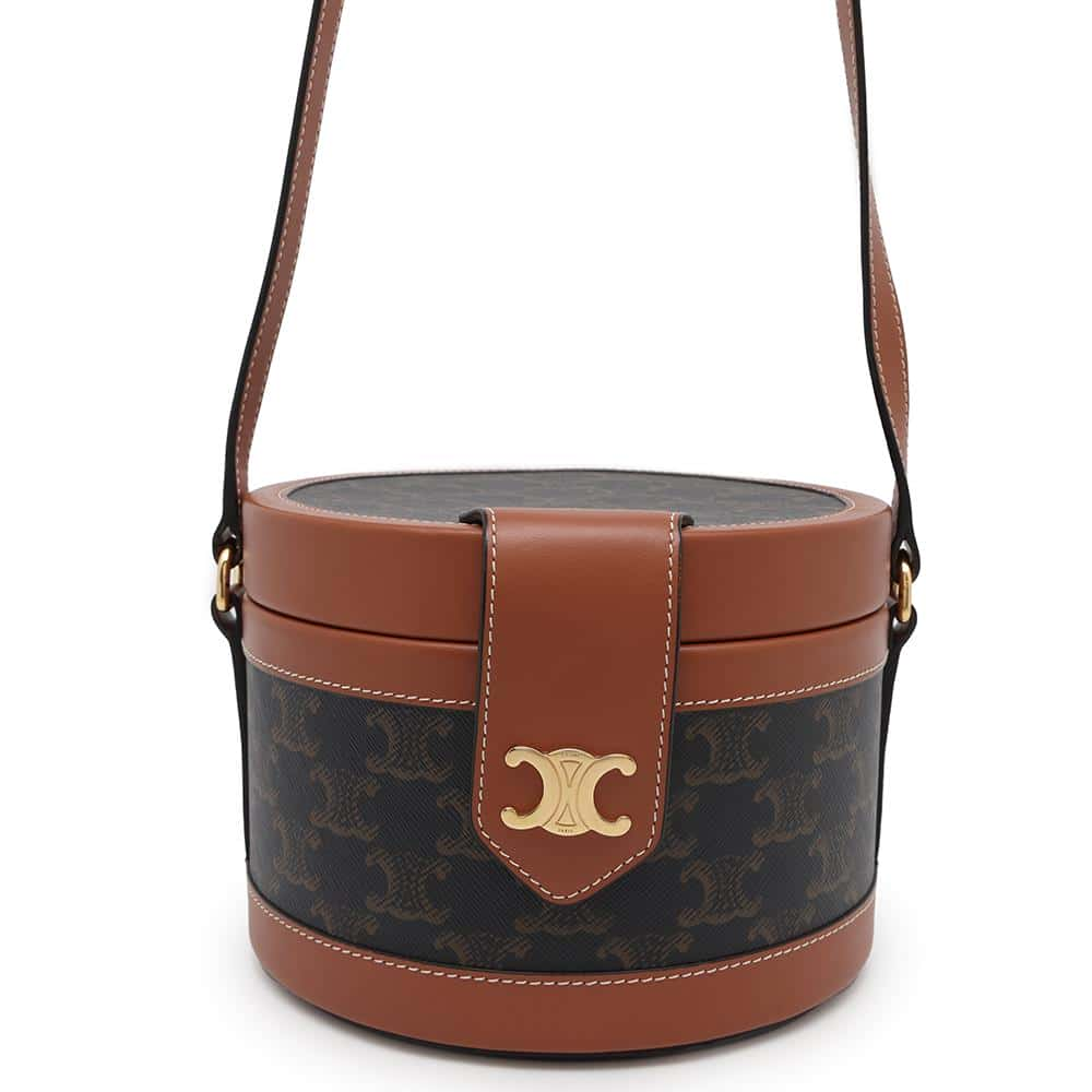 CELINE Triomphe Tambour Vanity Brown Leather