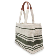 Load image into Gallery viewer, CELINE Cabas Tice Tote Bag White/Khaki/Brown196762 Cotton Leather Size Large
