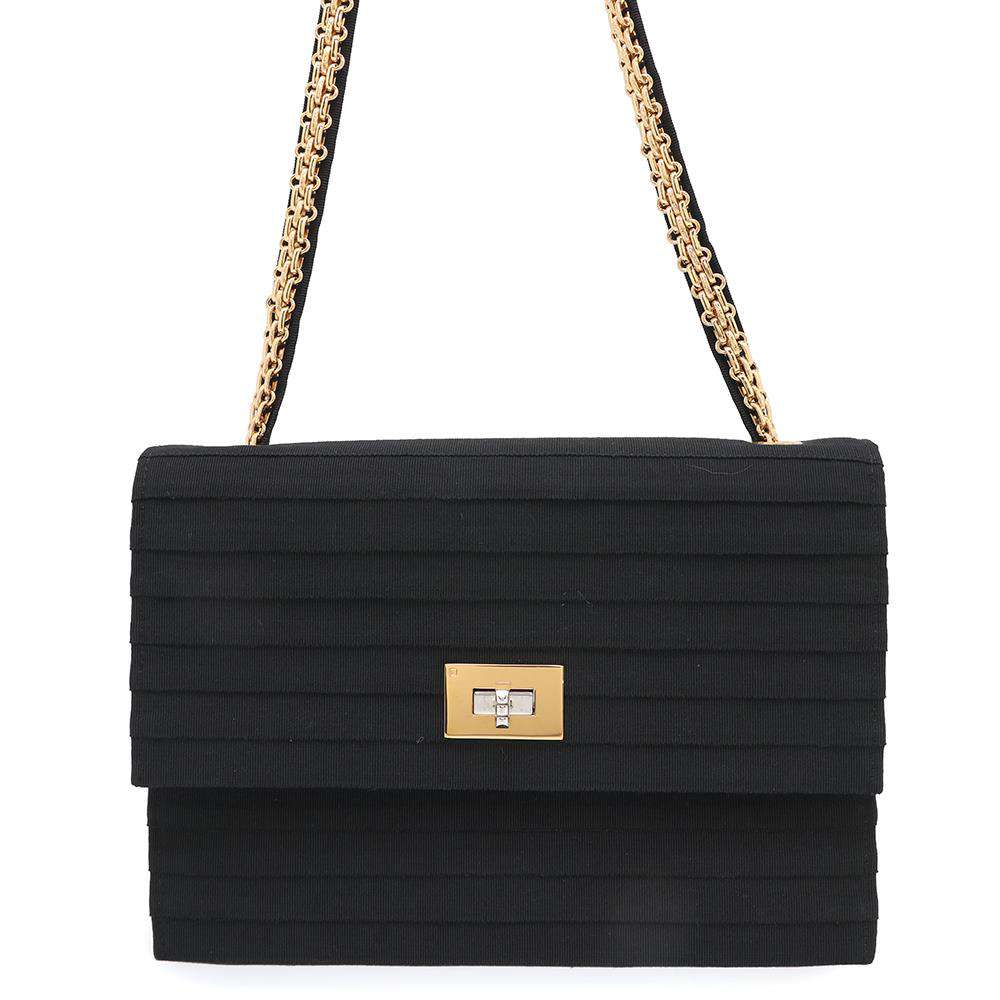 CHANEL 2.55 ChainShoulder Black Cotton