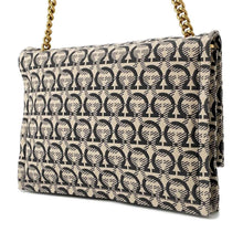 Load image into Gallery viewer, Ferragamo VIVA BOW GanciniPattern Vara Ribbon ChainShoulder Beige/Gray Canvas
