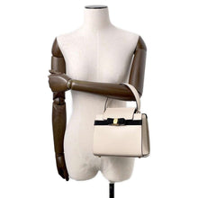 Load image into Gallery viewer, Ferragamo Vara Bow Ribbon 2wayHandbag Ivory/Black21 I282 Leather Size Small
