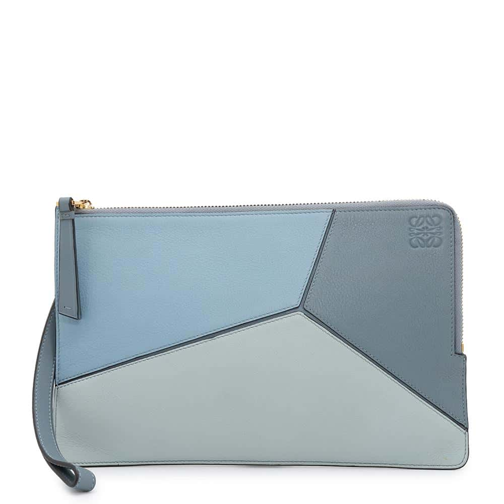 LOEWE Puzzle Clutch Bag Blue system Leather