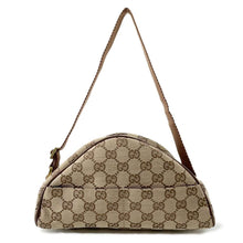 将图像加载到图库查看器中，GUCCI Half Moon One Shoulder Bag Brown90781 Canvas
